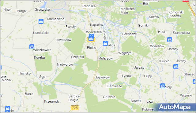 mapa Mularzów, Mularzów na mapie Targeo
