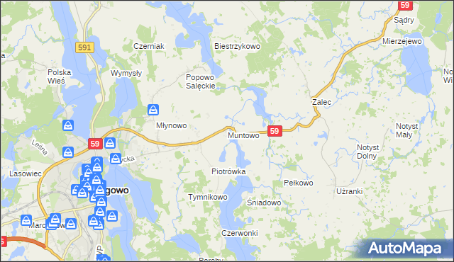 mapa Muntowo, Muntowo na mapie Targeo