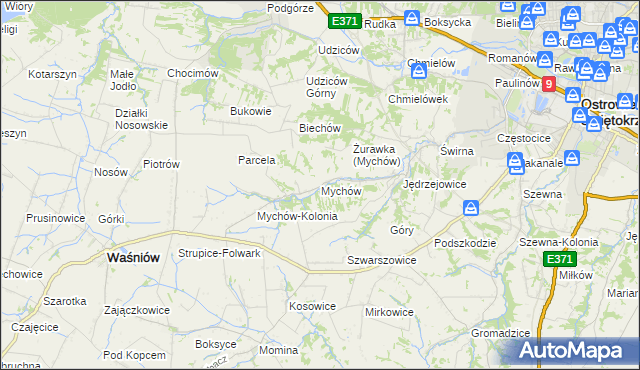 mapa Mychów, Mychów na mapie Targeo