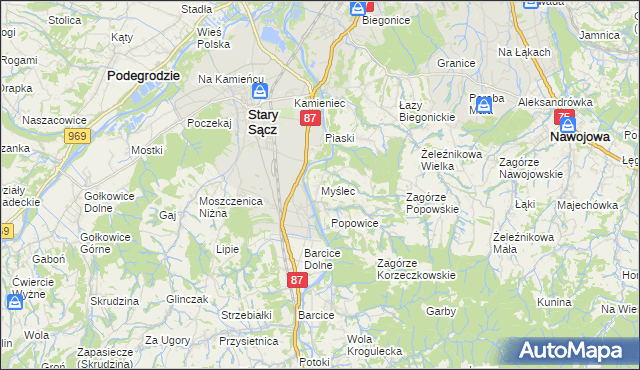 mapa Myślec, Myślec na mapie Targeo