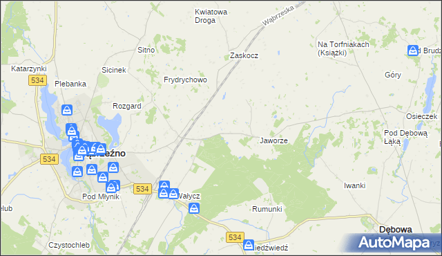 mapa Myśliwiec, Myśliwiec na mapie Targeo