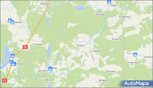 mapa Mystki gmina Lubiszyn, Mystki gmina Lubiszyn na mapie Targeo