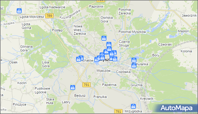 mapa Myszków, Myszków na mapie Targeo