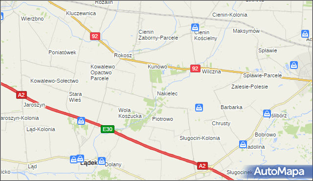 mapa Nakielec, Nakielec na mapie Targeo