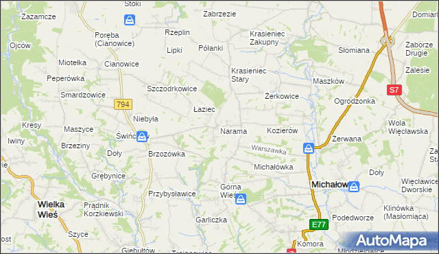 mapa Narama, Narama na mapie Targeo