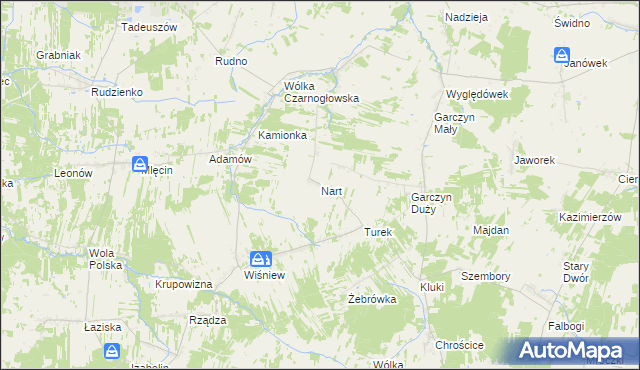 mapa Nart gmina Jakubów, Nart gmina Jakubów na mapie Targeo