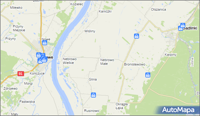 mapa Nebrowo Małe, Nebrowo Małe na mapie Targeo