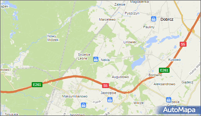 mapa Nekla gmina Dobrcz, Nekla gmina Dobrcz na mapie Targeo