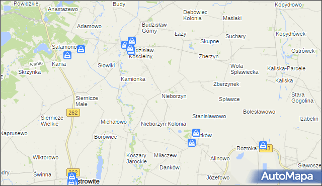 mapa Nieborzyn gmina Kleczew, Nieborzyn gmina Kleczew na mapie Targeo