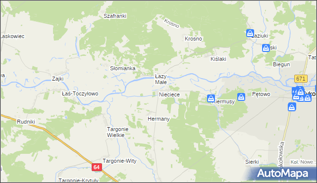 mapa Nieciece, Nieciece na mapie Targeo