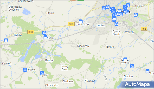 mapa Nieciszów, Nieciszów na mapie Targeo