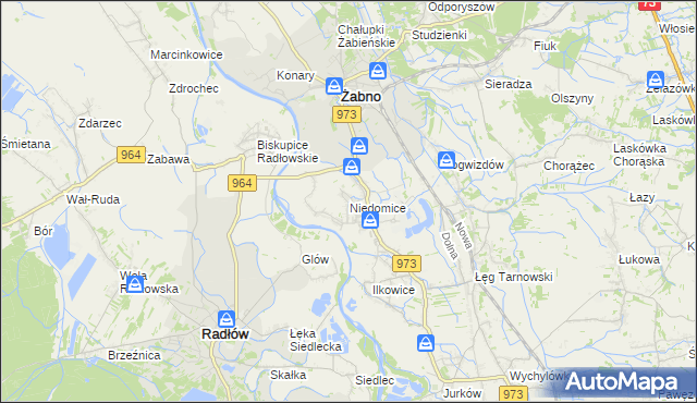 mapa Niedomice, Niedomice na mapie Targeo