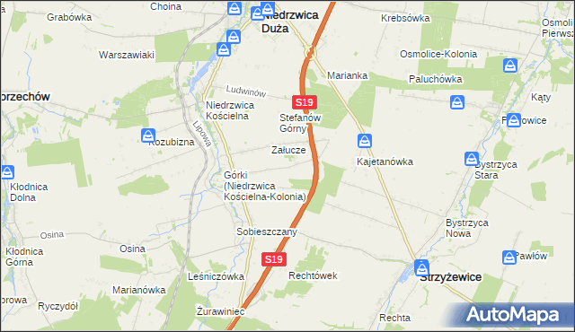 mapa Niedrzwica Kościelna-Kolonia, Niedrzwica Kościelna-Kolonia na mapie Targeo