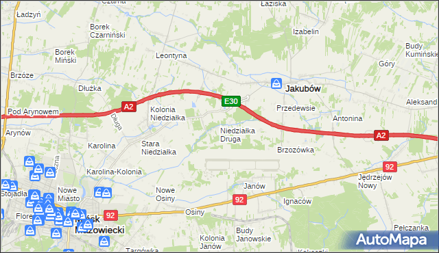 mapa Niedziałka Druga, Niedziałka Druga na mapie Targeo