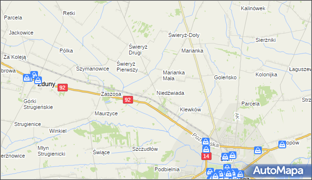 mapa Niedźwiada gmina Łowicz, Niedźwiada gmina Łowicz na mapie Targeo