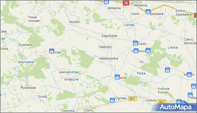mapa Niedźwiadka, Niedźwiadka na mapie Targeo