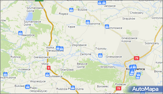 mapa Niedźwice, Niedźwice na mapie Targeo