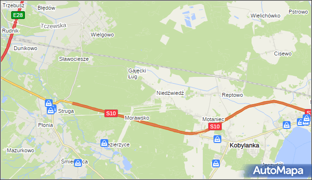 mapa Niedźwiedź gmina Kobylanka, Niedźwiedź gmina Kobylanka na mapie Targeo