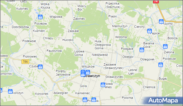 mapa Niedźwiedź gmina Strawczyn, Niedźwiedź gmina Strawczyn na mapie Targeo