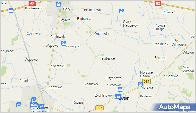 mapa Niegibalice, Niegibalice na mapie Targeo
