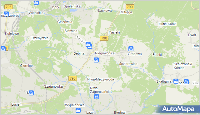 mapa Niegowoniczki, Niegowoniczki na mapie Targeo