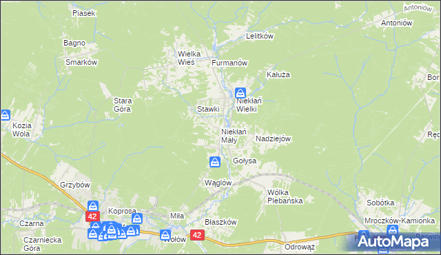 mapa Niekłań Mały, Niekłań Mały na mapie Targeo