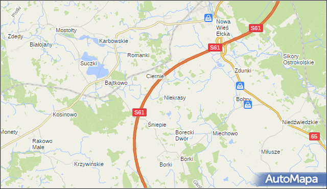 mapa Niekrasy, Niekrasy na mapie Targeo