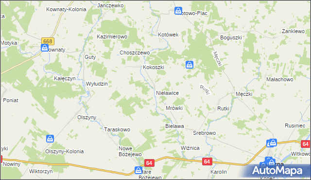 mapa Nieławice, Nieławice na mapie Targeo