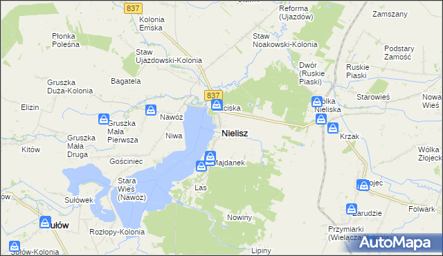 mapa Nielisz, Nielisz na mapie Targeo
