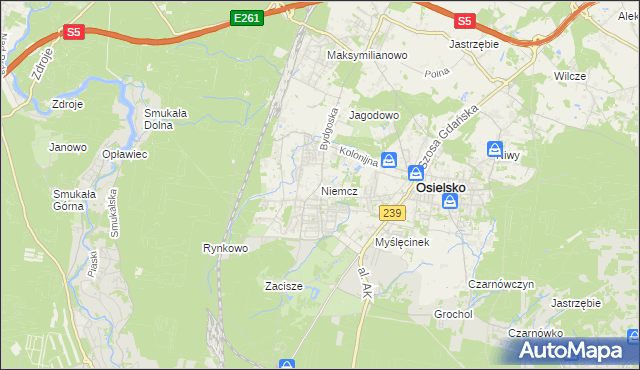 mapa Niemcz, Niemcz na mapie Targeo