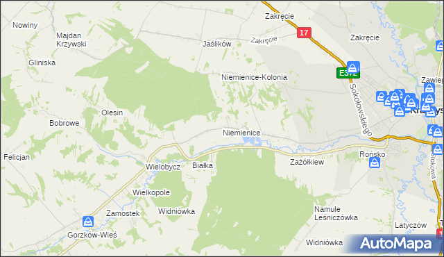 mapa Niemienice gmina Krasnystaw, Niemienice gmina Krasnystaw na mapie Targeo