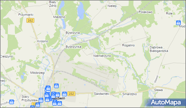 mapa Niemierzyno gmina Świdwin, Niemierzyno gmina Świdwin na mapie Targeo