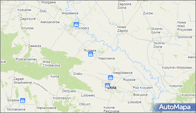 mapa Nieprowice, Nieprowice na mapie Targeo