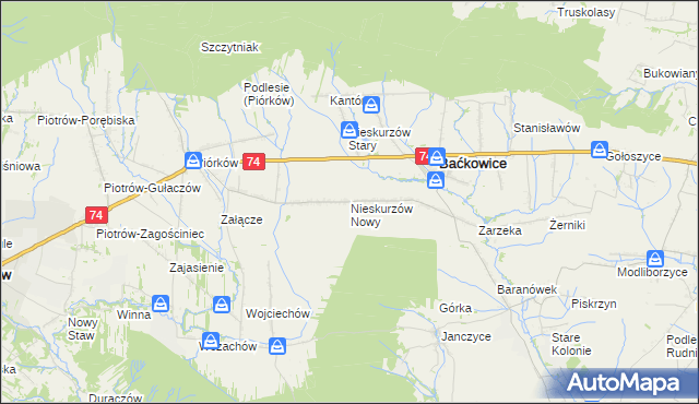 mapa Nieskurzów Nowy, Nieskurzów Nowy na mapie Targeo