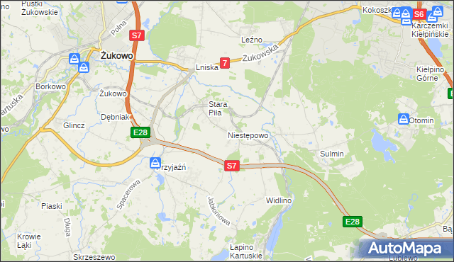 mapa Niestępowo, Niestępowo na mapie Targeo