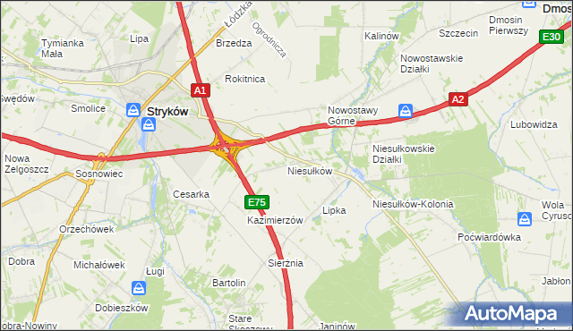 mapa Niesułków, Niesułków na mapie Targeo