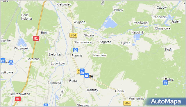 mapa Niesulów, Niesulów na mapie Targeo