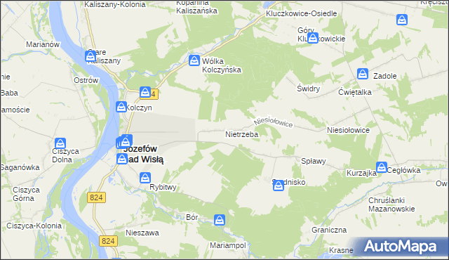 mapa Nietrzeba, Nietrzeba na mapie Targeo