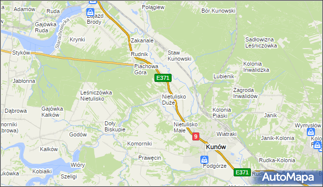 mapa Nietulisko Duże, Nietulisko Duże na mapie Targeo