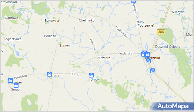 mapa Niewierz gmina Duszniki, Niewierz gmina Duszniki na mapie Targeo