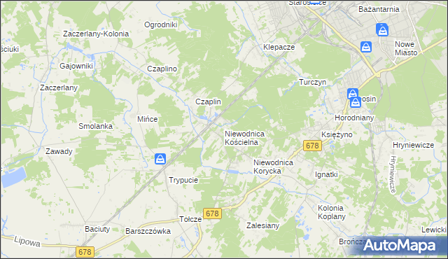 mapa Niewodnica Kościelna, Niewodnica Kościelna na mapie Targeo