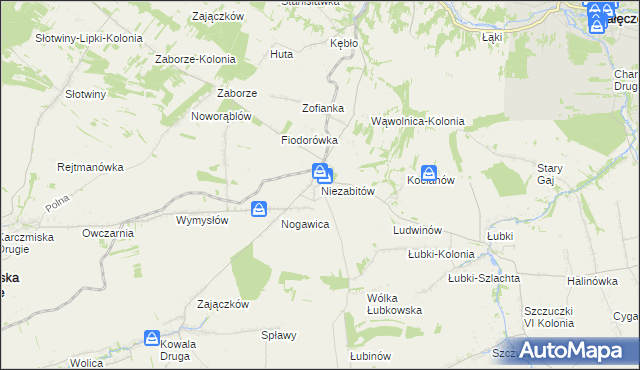 mapa Niezabitów, Niezabitów na mapie Targeo