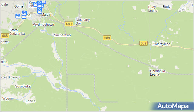 mapa Nieznany Bór, Nieznany Bór na mapie Targeo