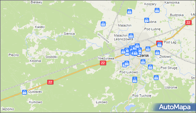 mapa Nieżurawa, Nieżurawa na mapie Targeo