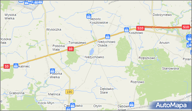 mapa Nieżychowo, Nieżychowo na mapie Targeo