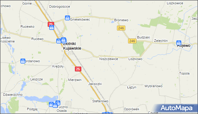 mapa Niszczewice, Niszczewice na mapie Targeo