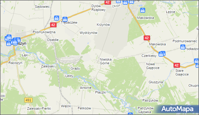 mapa Niwiska Górne, Niwiska Górne na mapie Targeo