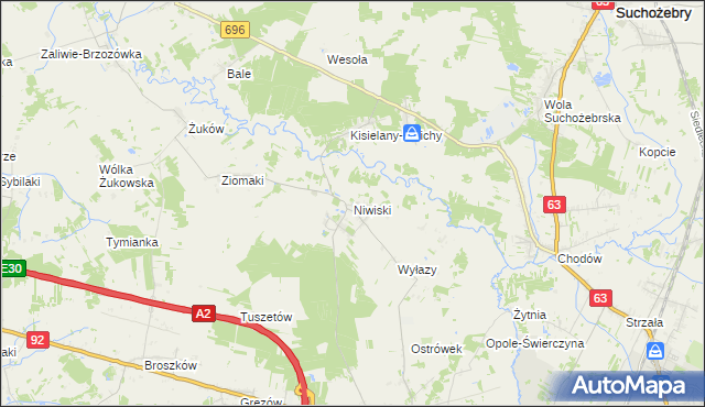 mapa Niwiski, Niwiski na mapie Targeo