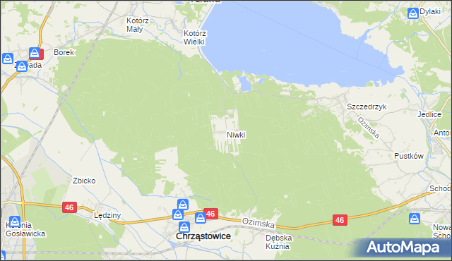 mapa Niwki gmina Chrząstowice, Niwki gmina Chrząstowice na mapie Targeo