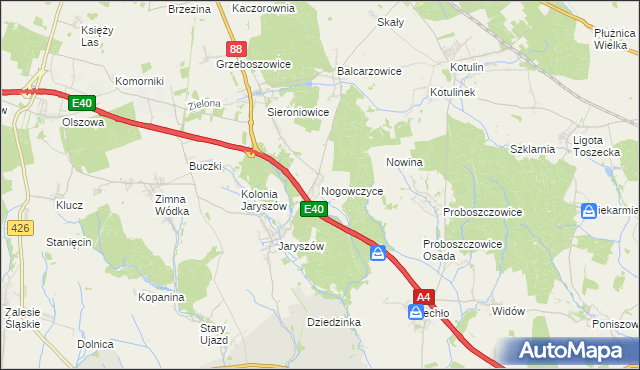 mapa Nogowczyce, Nogowczyce na mapie Targeo